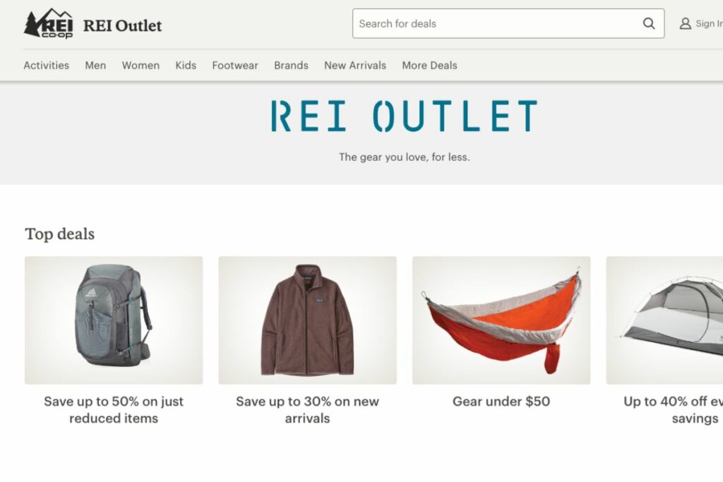 rei outlet is one of the best places to get discount outdoor gear online